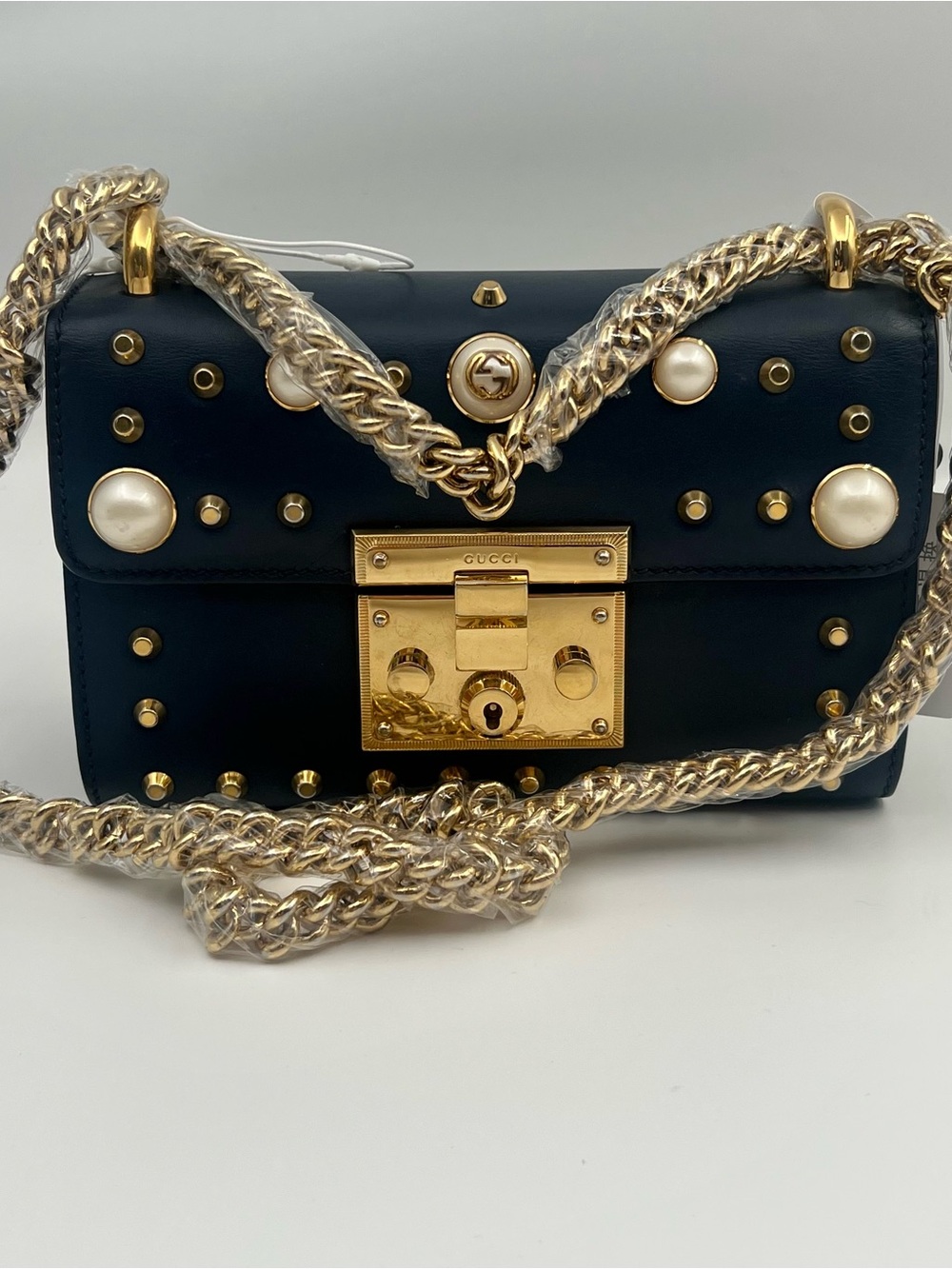 #6 Gucci Padlock Navy Blue with Pearls